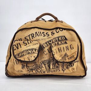Levi Strauss & Co Vintage Large Logo Duffle Rolling Luggage Travel Bag RARE HTF